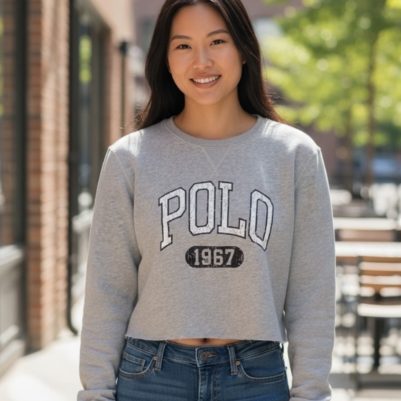 Polo by Ralph Lauren Women's Gray Crop Top - Picture 1 of 3